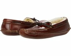 L.L.Bean Leather Double-Sole Slippers Shearling Lined
