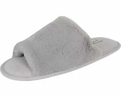 Jessica Simpson Women's Plush Faux Fur Fuzzy Slide On Open Toe Slipper With Memory Foam