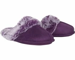 Jessica Simpson Women's Comfy Faux Fur House Slipper Scuff Memory Foam Slip On Anti-Skid Sole