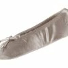 Isotoner Womens Satin Ballerina With Bow, Suede Sole Slipper, Sand Trap Soft Tie Bow, 6.5-7.5 US